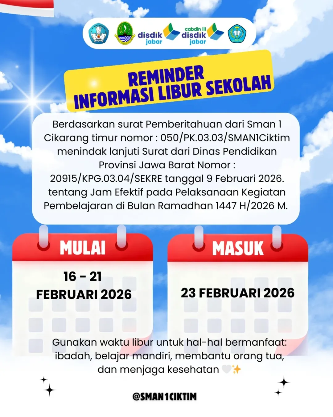 Informasi Libur Awal Ramadhan